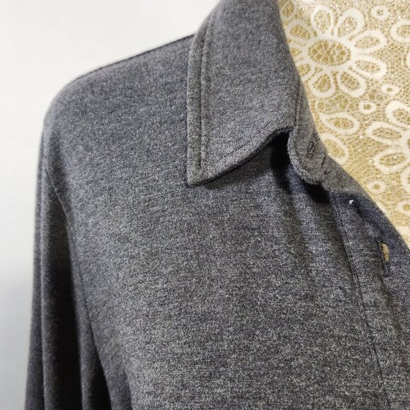 Soft Surroundings Size M Button Up Tunic Shirt Jersey Knit Cool Breeze Gray - Picture 4 of 15
